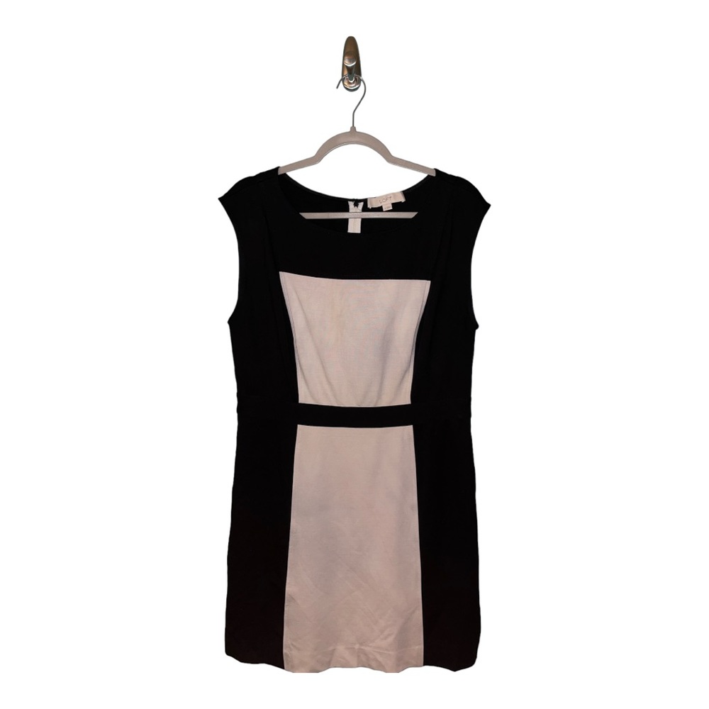 LOFT Black & White Color Block Sleeveless Mini Dress Size 14